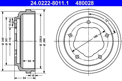 24022280111 ATE Тормозной барабан