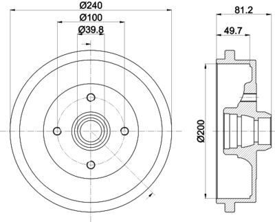 8DT355301701 HELLA Тормозной барабан