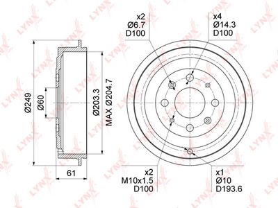 BM1036 LYNXauto Тормозной барабан