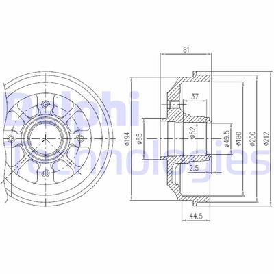 BFR282 DELPHI Тормозной барабан