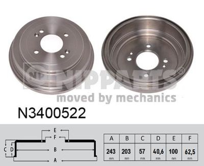 N3400522 NIPPARTS Тормозной барабан