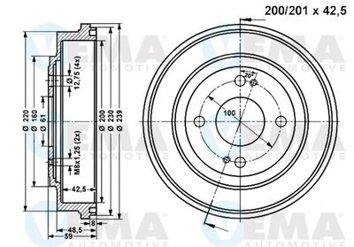 801049 VEMA Тормозной барабан