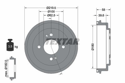 94044100 TEXTAR Тормозной барабан