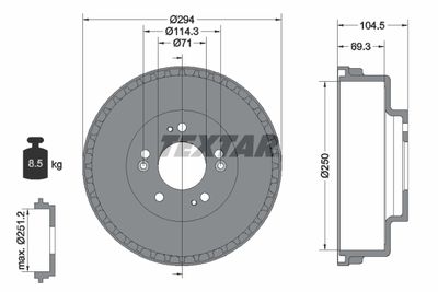 94031600 TEXTAR Тормозной барабан