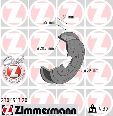 230191320 ZIMMERMANN Тормозной барабан