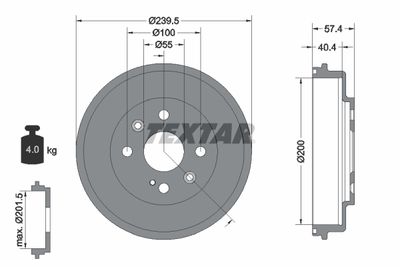 94038400 TEXTAR Тормозной барабан