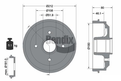 BDM1026 BENDIX Braking Тормозной барабан