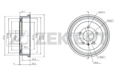 BS5574 ZEKKERT Тормозной барабан