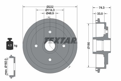 94019300 TEXTAR Тормозной барабан