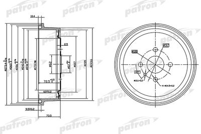 PDR1122 PATRON Тормозной барабан