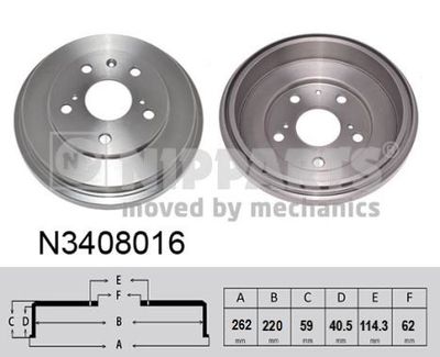 N3408016 NIPPARTS Тормозной барабан