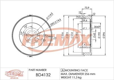 BD4132 FREMAX Тормозной барабан