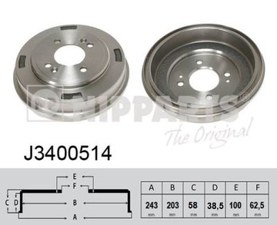 J3400514 NIPPARTS Тормозной барабан