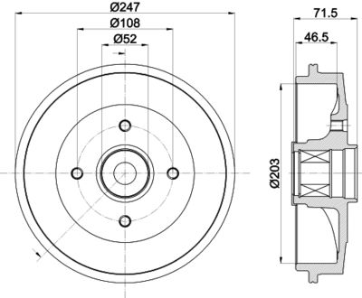 8DT355302791 HELLA Тормозной барабан