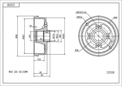 222038 HART Тормозной барабан