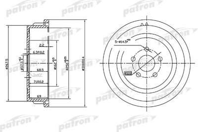 PDR1479 PATRON Тормозной барабан