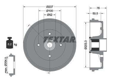 94041400 TEXTAR Тормозной барабан