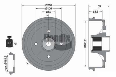 BDM1131 BENDIX Braking Тормозной барабан