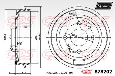 878202 MAXTECH Тормозной барабан