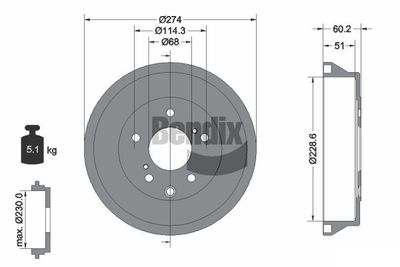 BDM1175 BENDIX Braking Тормозной барабан