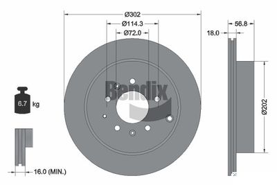 BDS1780 BENDIX Braking Тормозной диск