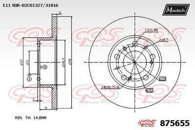 875655 MAXTECH Тормозной диск