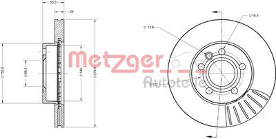 6110093 METZGER Тормозной диск