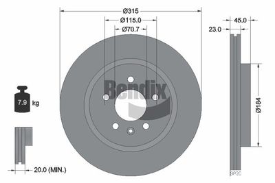 BDS1463 BENDIX Braking Тормозной диск