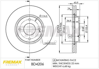 BD4206 FREMAX Тормозной диск