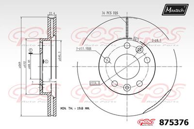 875376 MAXTECH Тормозной диск