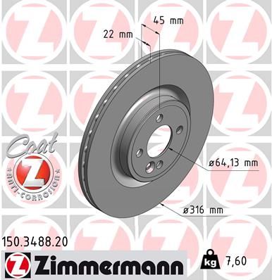 150348820 ZIMMERMANN Тормозной диск