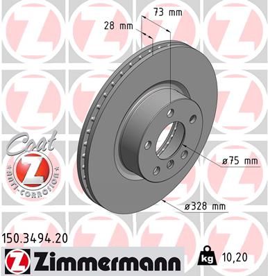 150349420 ZIMMERMANN Тормозной диск