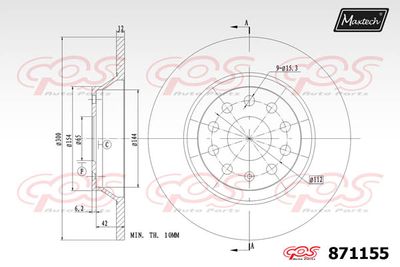 871155 MAXTECH Тормозной диск