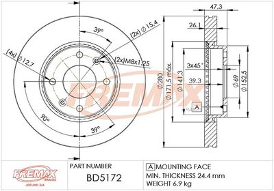 BD5172 FREMAX Тормозной диск