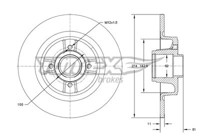 TX70801 TOMEX Brakes Тормозной диск