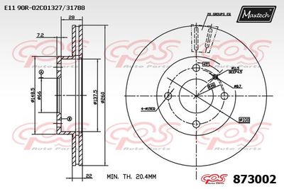 873002 MAXTECH Тормозной диск