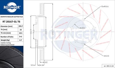 RT20167GLT6 ROTINGER Тормозной диск