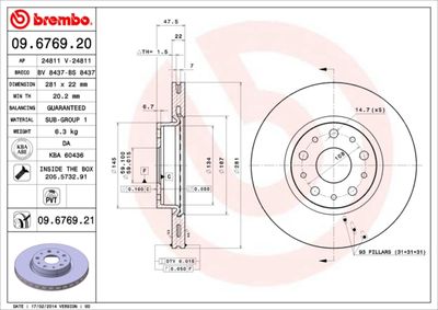 09676920 BREMBO Тормозной диск