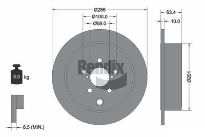 BDS1645 BENDIX Braking Тормозной диск