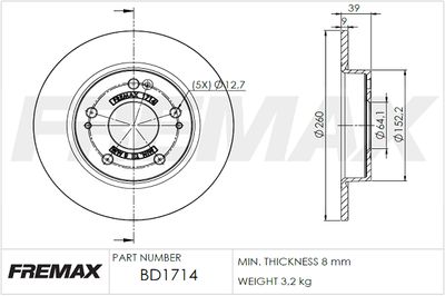 BD1714 FREMAX Тормозной диск