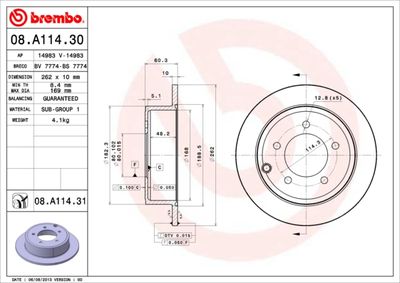 08A11430 BREMBO Тормозной диск