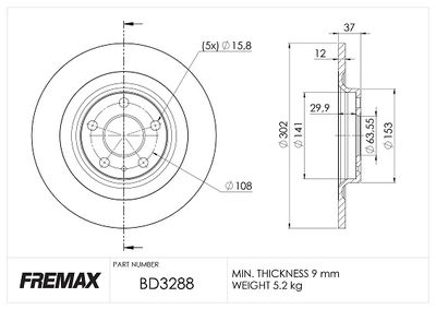 BD3288 FREMAX Тормозной диск