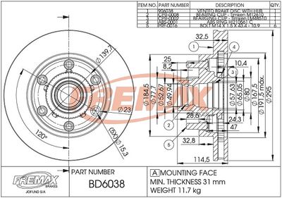 BD6038KT FREMAX Тормозной диск