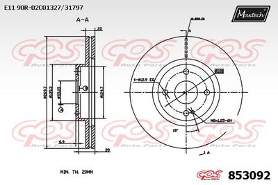 853092 MAXTECH Тормозной диск