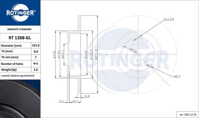 RT1288GL ROTINGER Тормозной диск