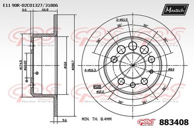 883408 MAXTECH Тормозной диск