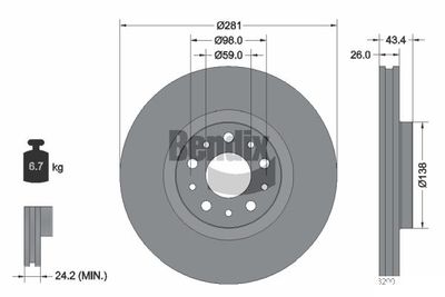 BDS2115 BENDIX Braking Тормозной диск