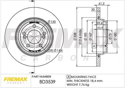 BD3539 FREMAX Тормозной диск