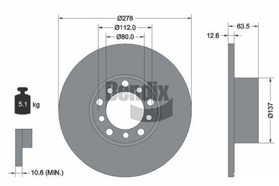 BDS1765 BENDIX Braking Тормозной диск