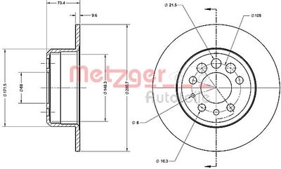 6110452 METZGER Тормозной диск